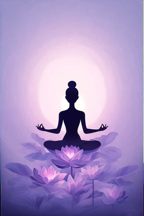 Postura Lotus Yoga Minimalistă Lavandă Calmă 4K Fundal