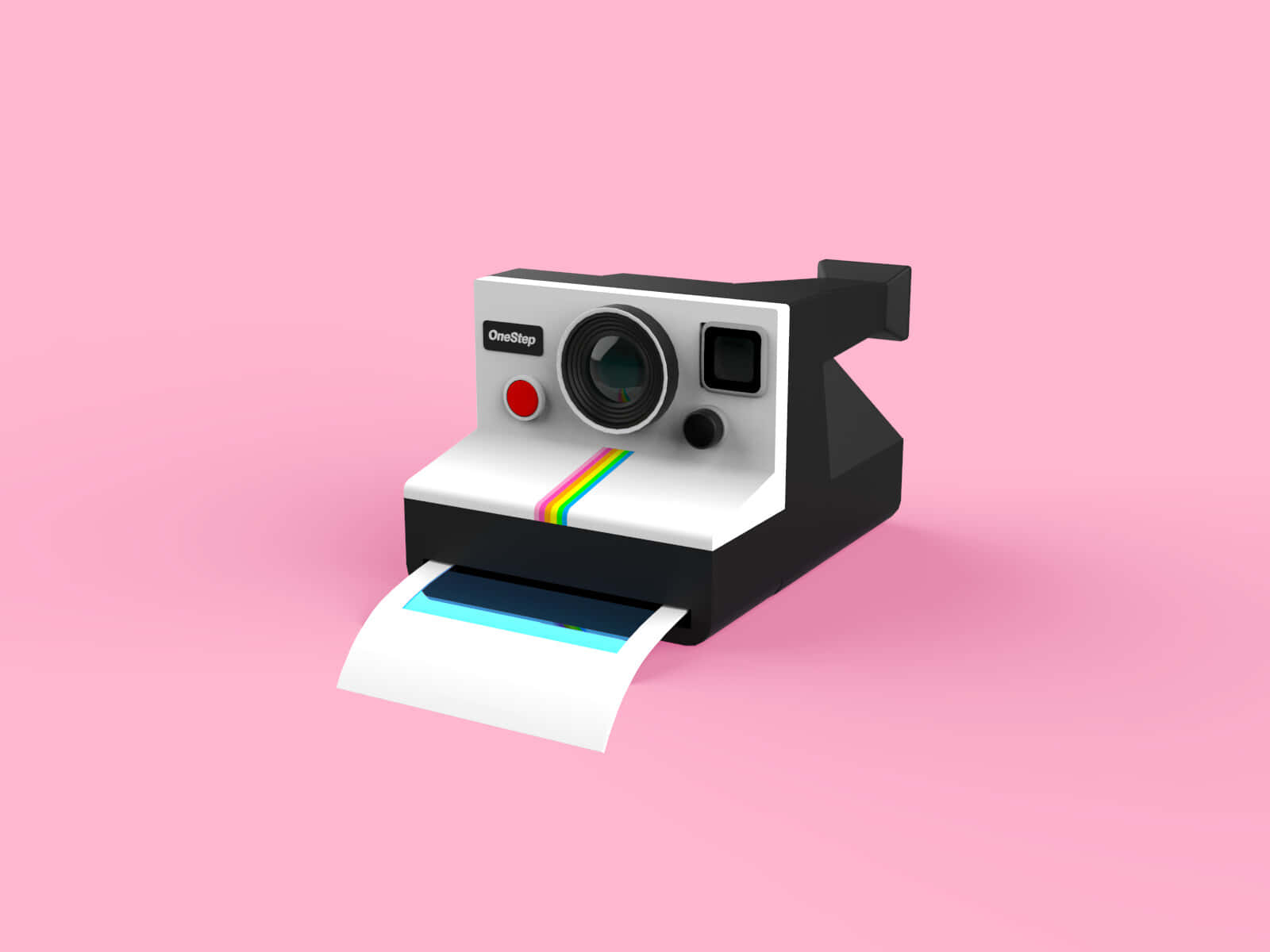 Poza cu aparat foto Polaroid 3D roz Fundal