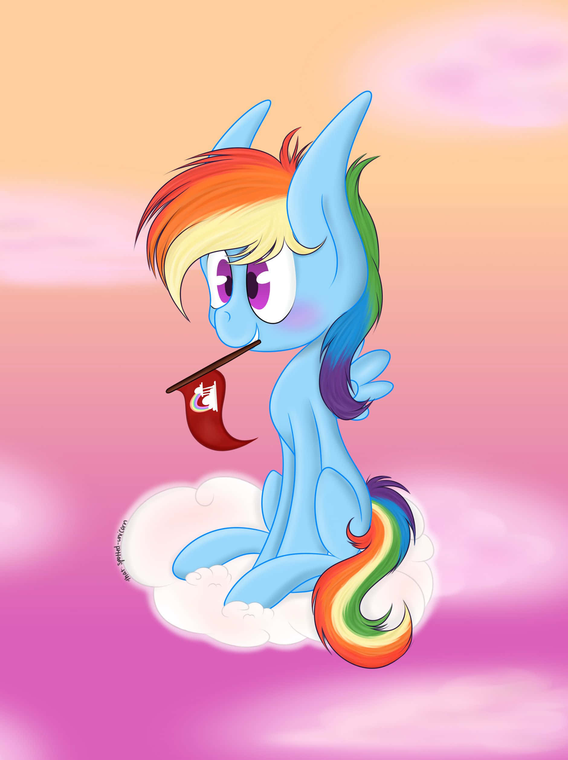 Poza cu Unicornul Drăguț Rainbow Dash din My Little Pony Fundal