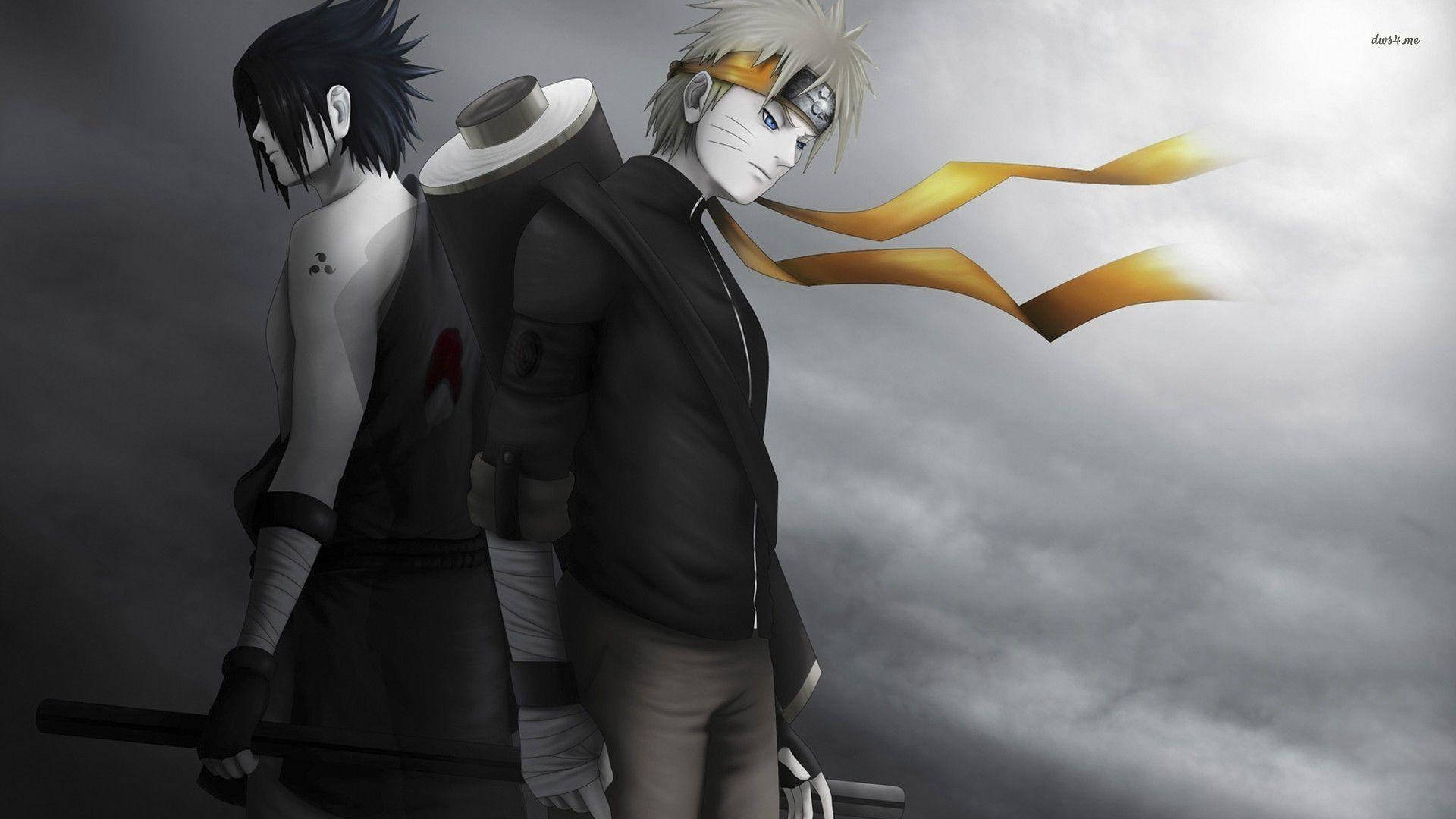 Poza estetică cu Sasuke și Naruto Fundal