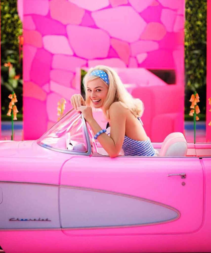 Poză estetică roz cu Margot Robbie Fundal