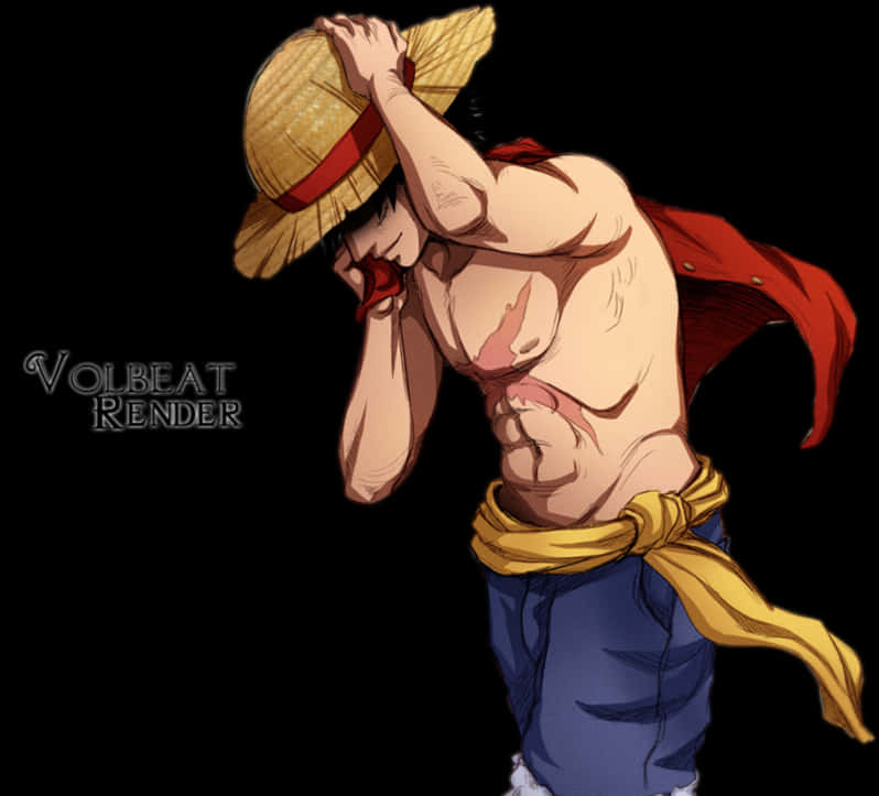 Poză Luffy cu Pălărie de Paie Fundal