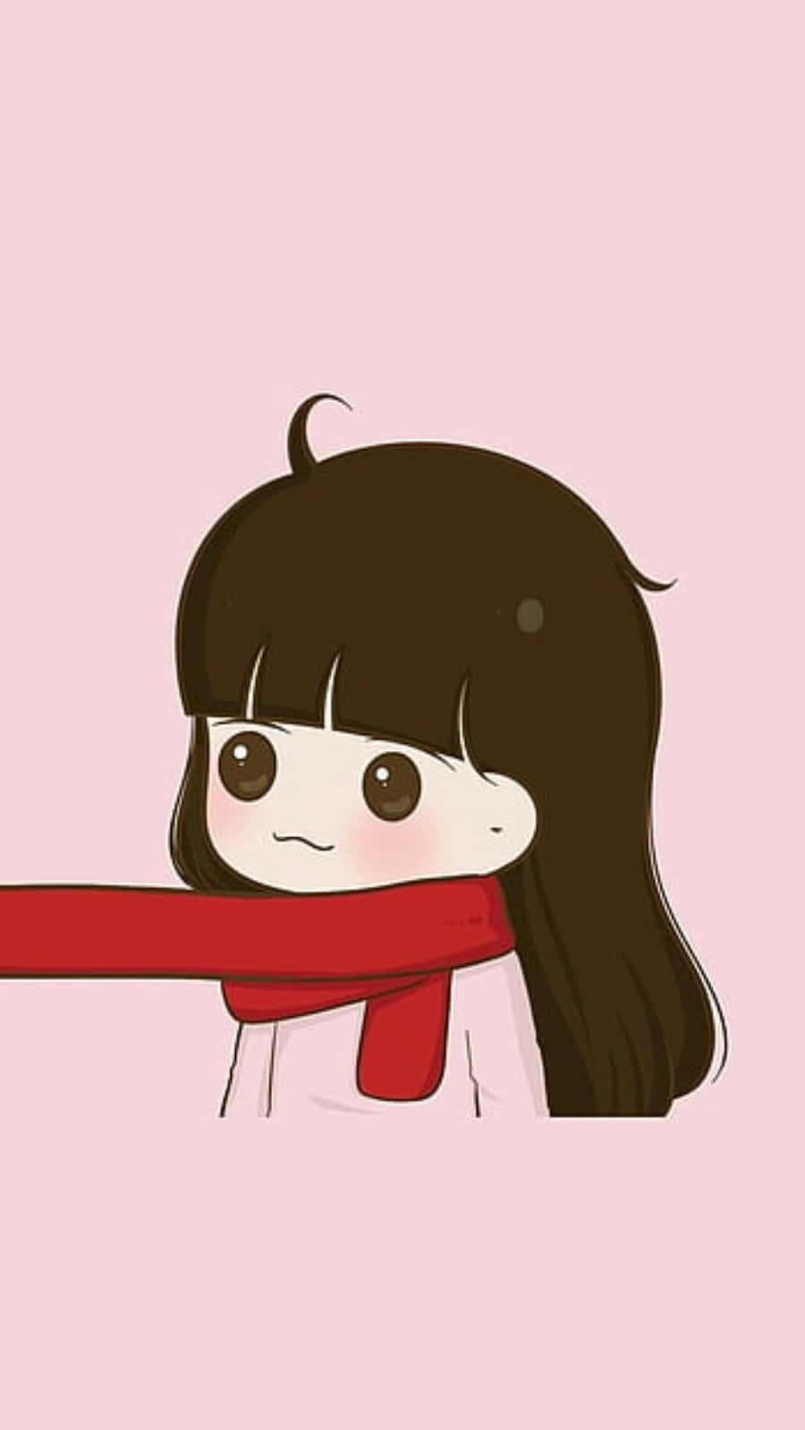 Poze cu o fată drăguță anime la profil cu eșarfă roșie Fundal