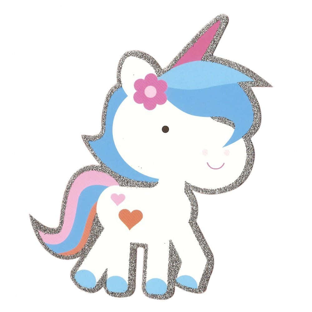 Poze cu unicorni drăguți kawaii pastel albastru desen animat Fundal