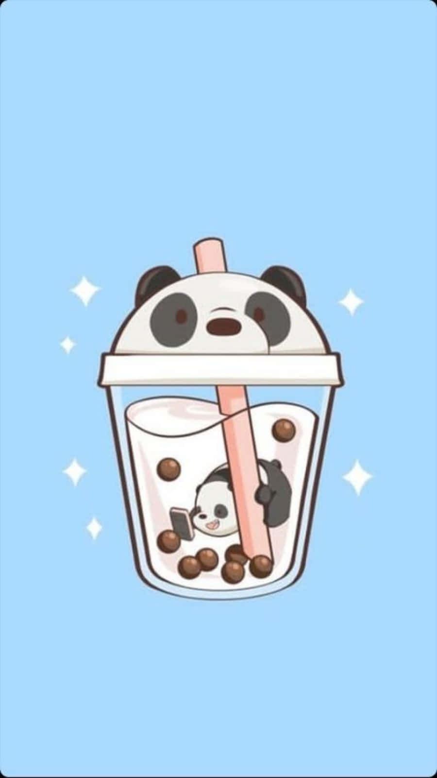 Poze drăguțe cu panda în bubble tea pentru profil Fundal