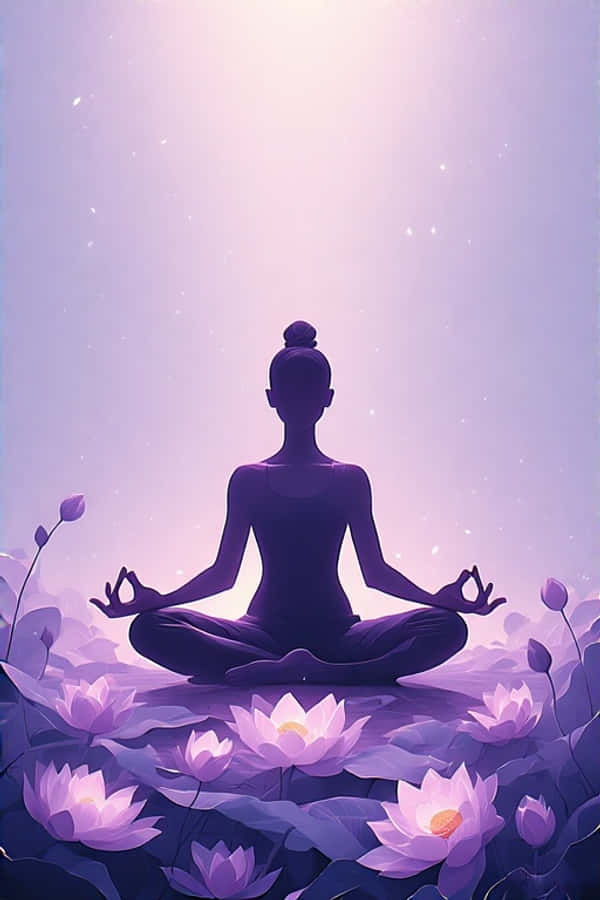 Poziția Lotus Yoga Minimalistă Lavandă Calmantă 4K Fundal