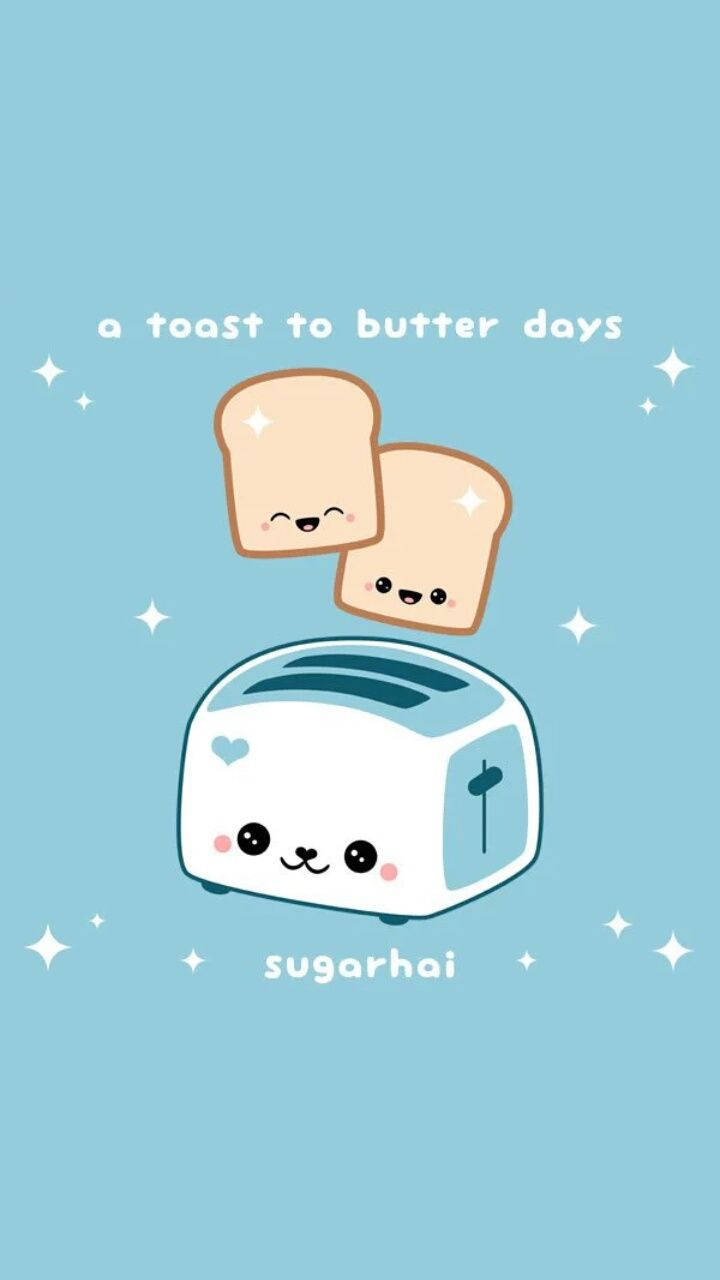 Prajitor de pâine drăguț, transparent și kawaii pentru telefon Fundal