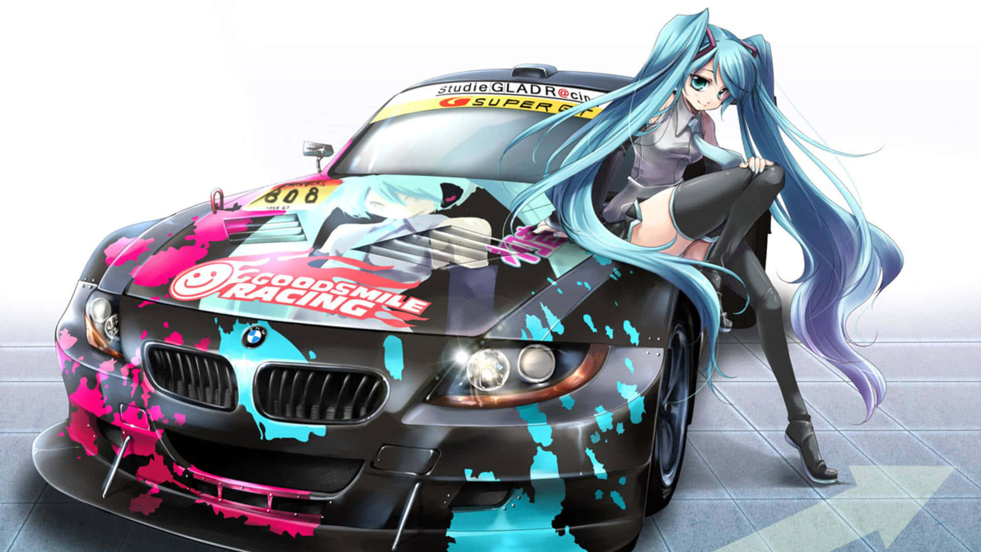 Pregătește-te să călărești în această mașină anime epică Fundal
