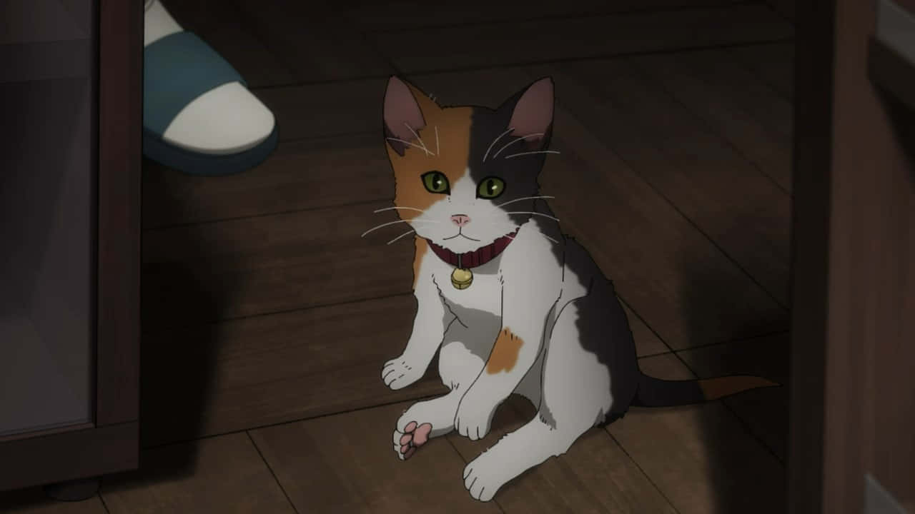 Pregătește-te să zâmbești cu această pisică anime drăguță Fundal