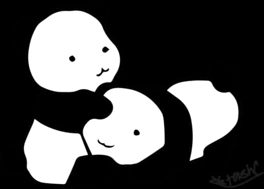 Prieteni Panda Alb Negru Fundal