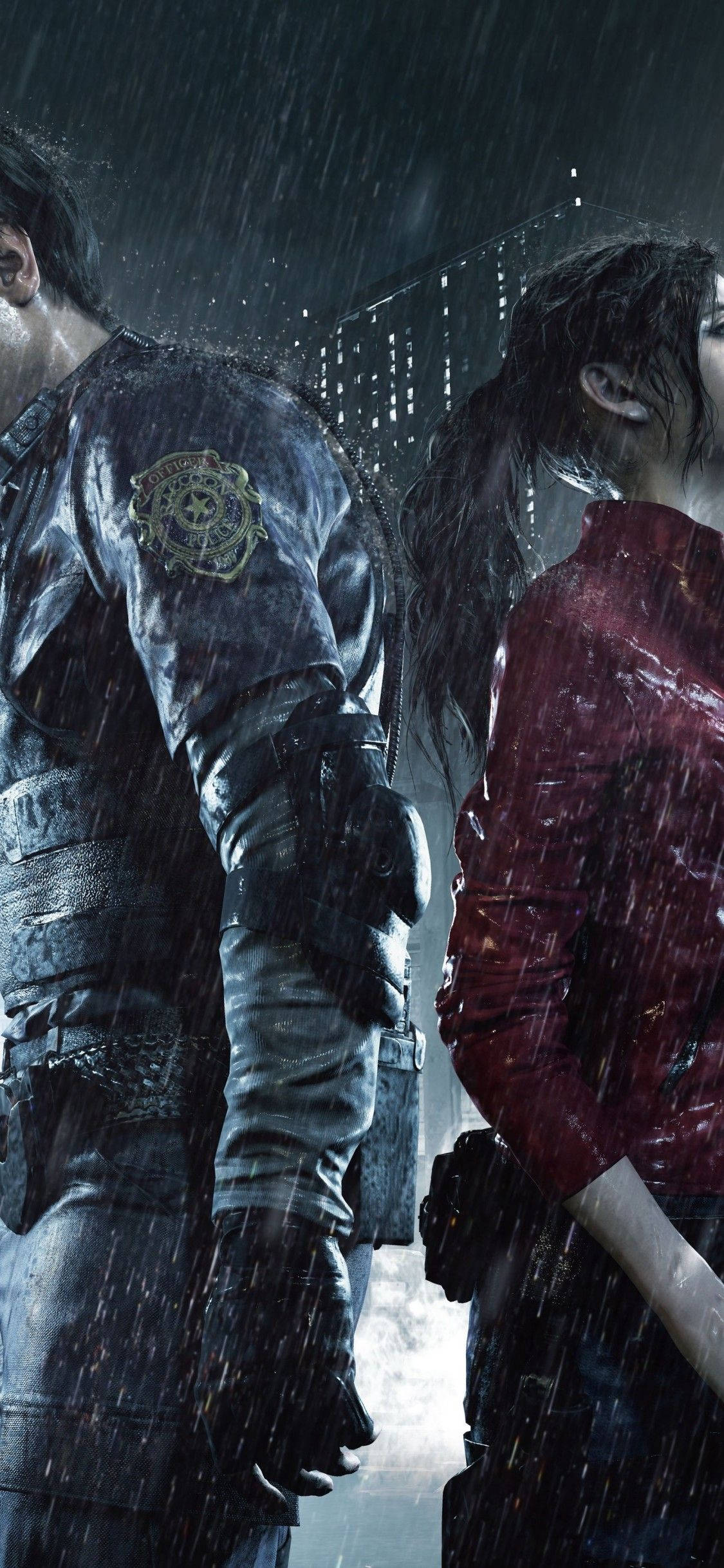 Prieteni reuniți - Leon Kennedy și Claire Redfield în Resident Evil 2 Remake Fundal
