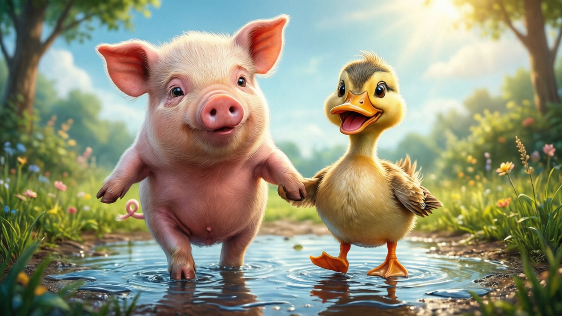 Prietenii Porc și Rață Fundal