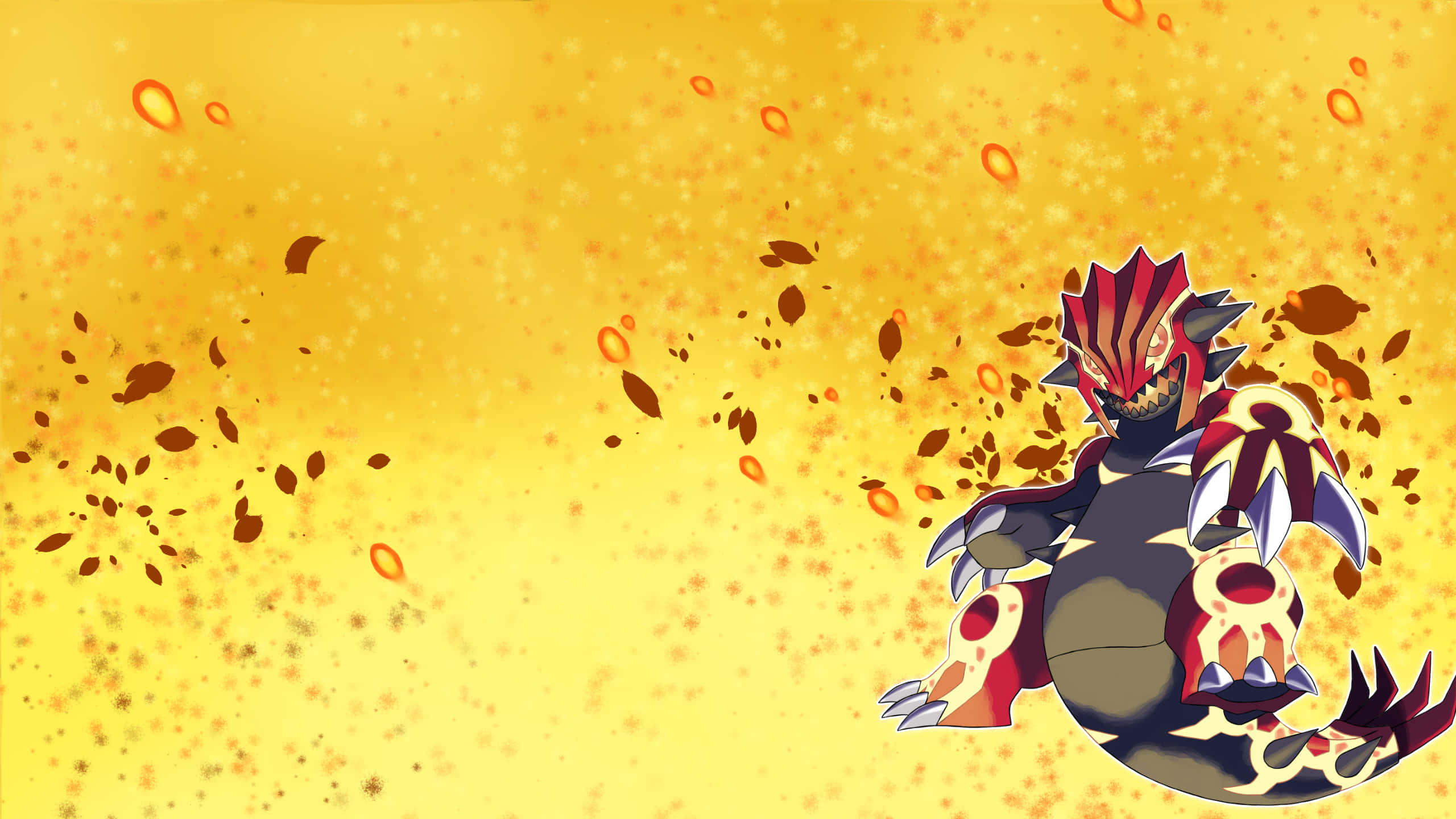 Primal Groudon pe fundal abstract galben Fundal