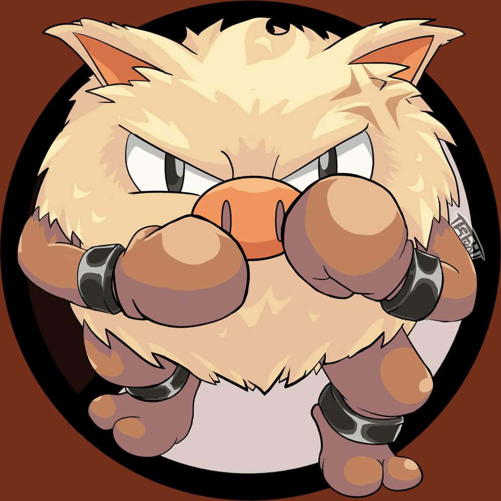 Primeape Pokemon în Poziție de Luptă Fundal