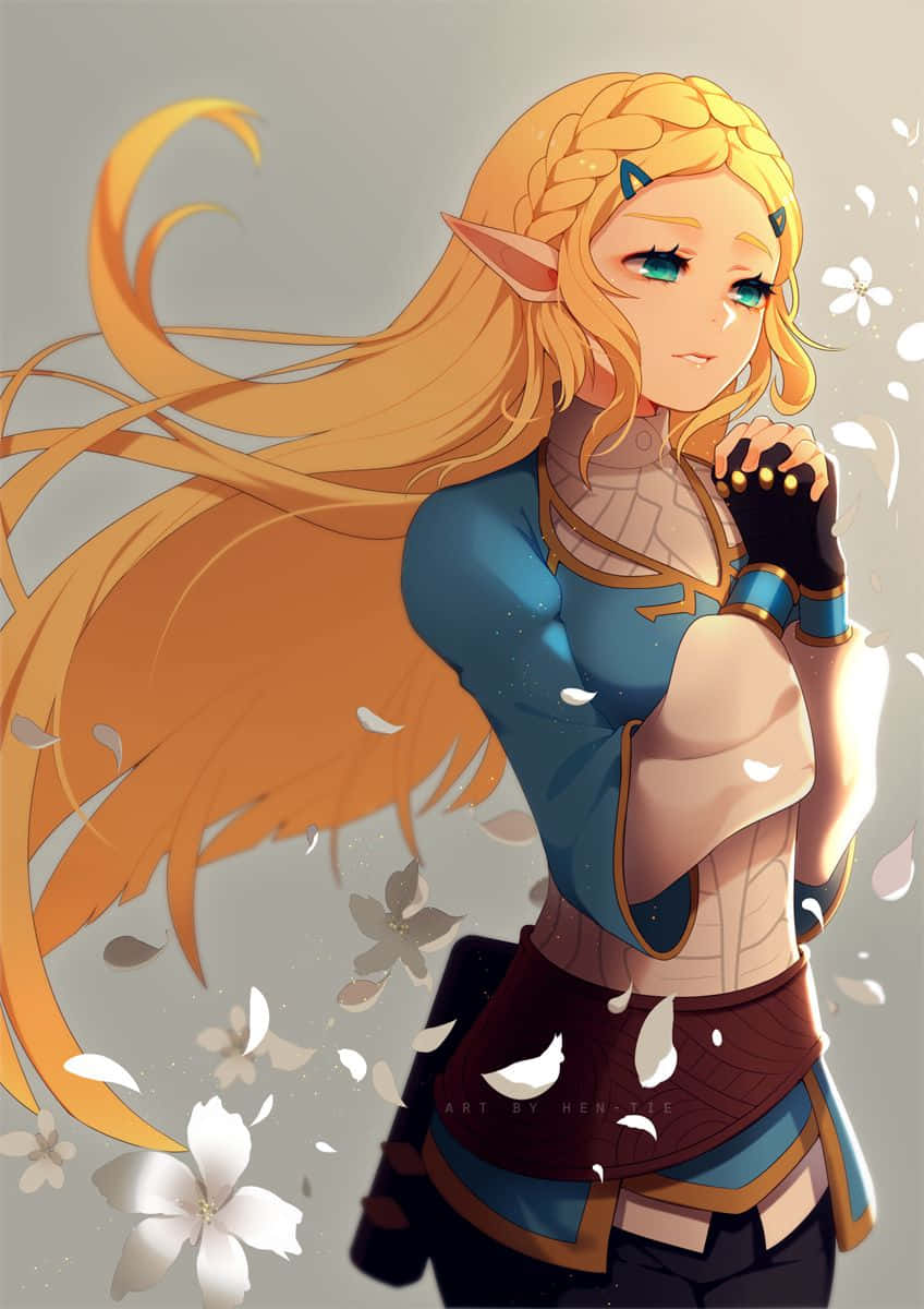 Prințesa Zelda Botw Desen Fanart Flori Fundal
