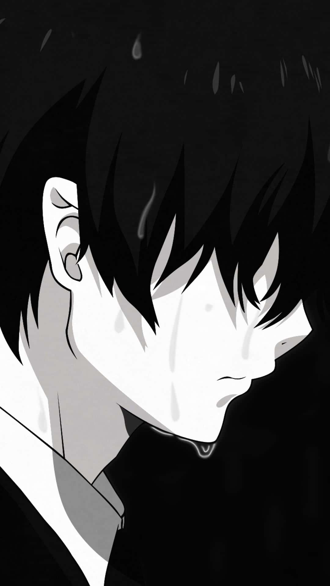 Profil de băiat trist din anime Fundal