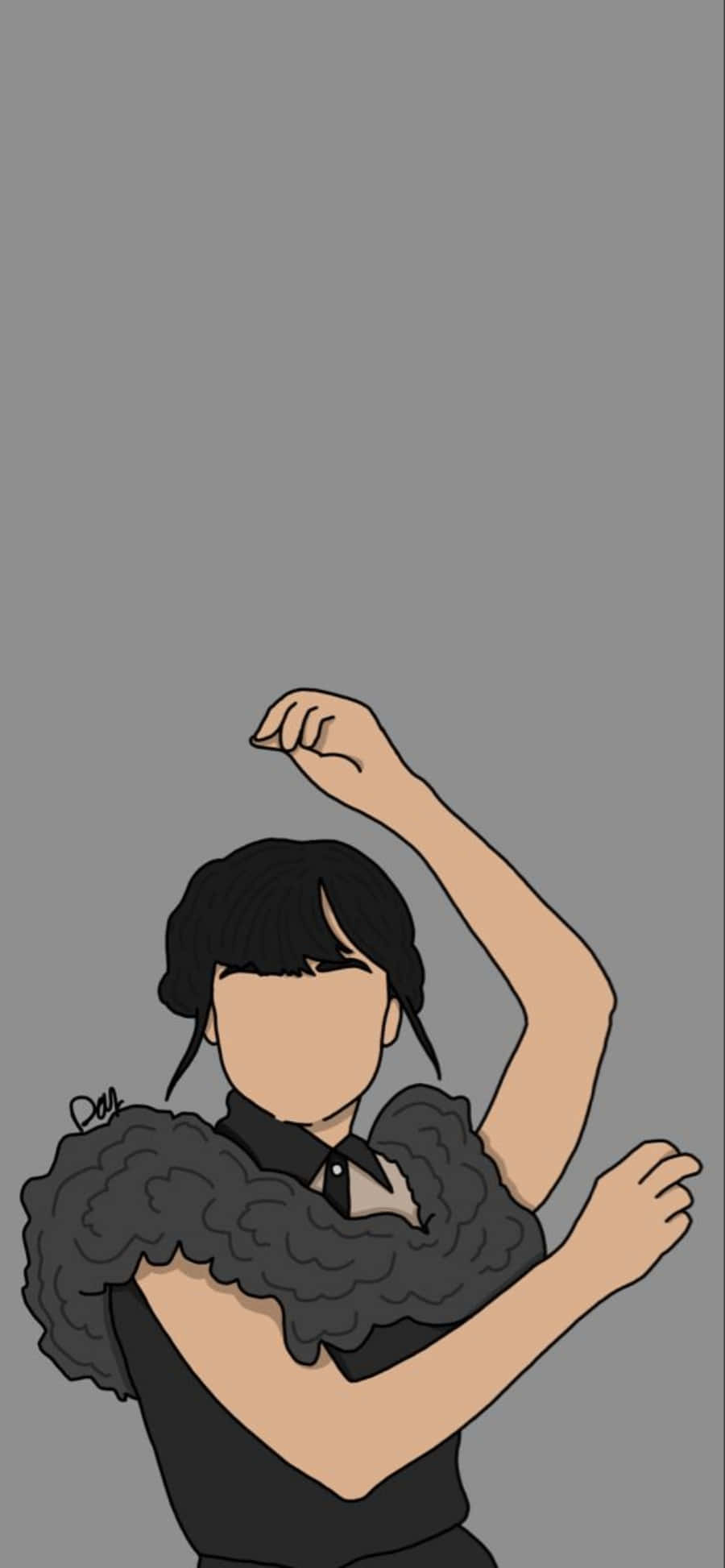 Poză minimalistă drăguță de profil Wednesday Addams Fundal