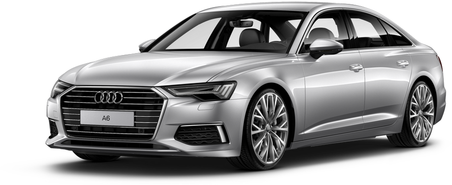 Profilul lateral al unui Audi A6 Sedan argintiu Fundal