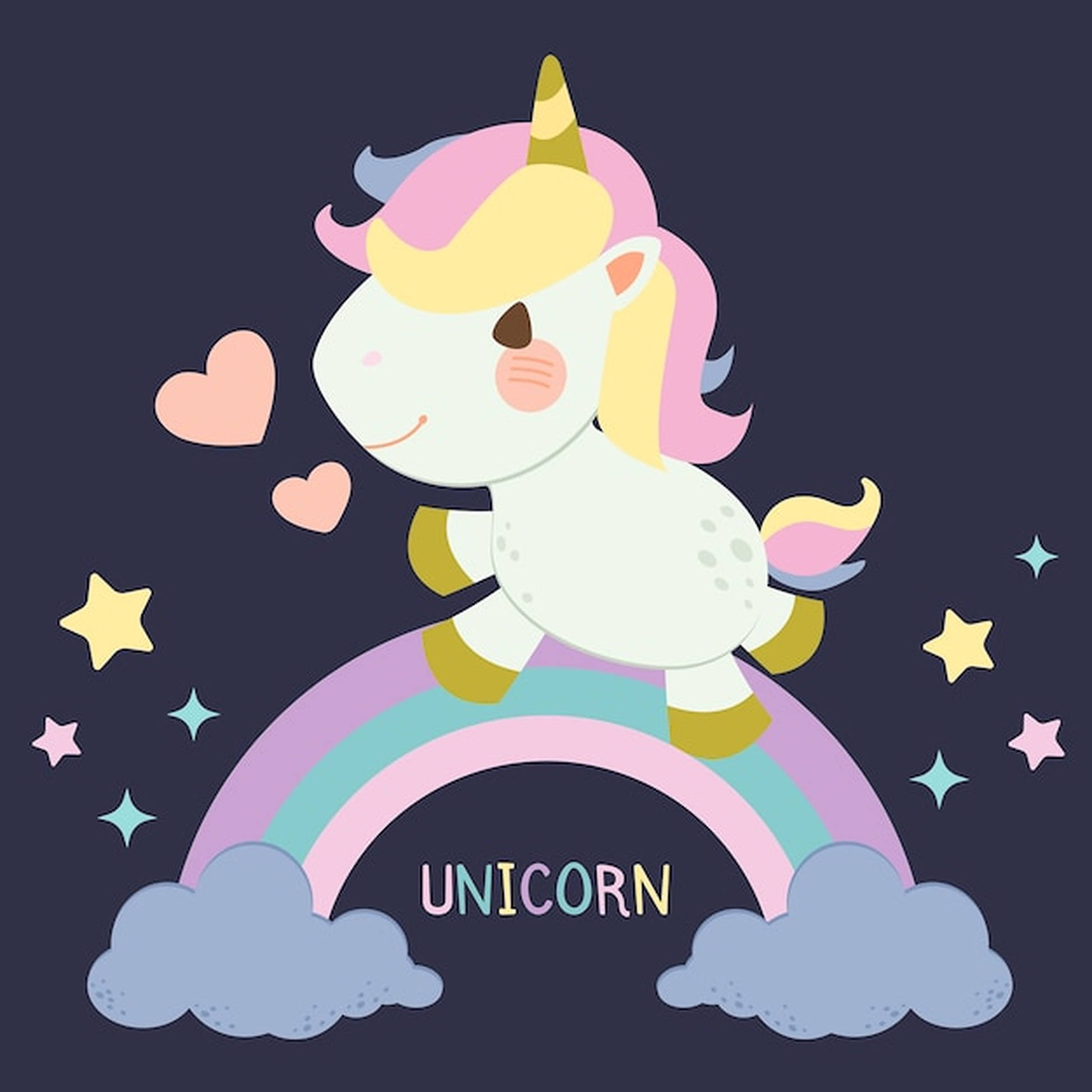 Pui de unicorn pe curcubeu pastelat Fundal