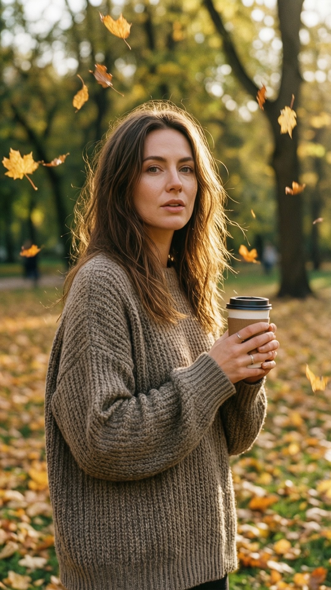 Pulover de Toamnă cu Cafea Fundal