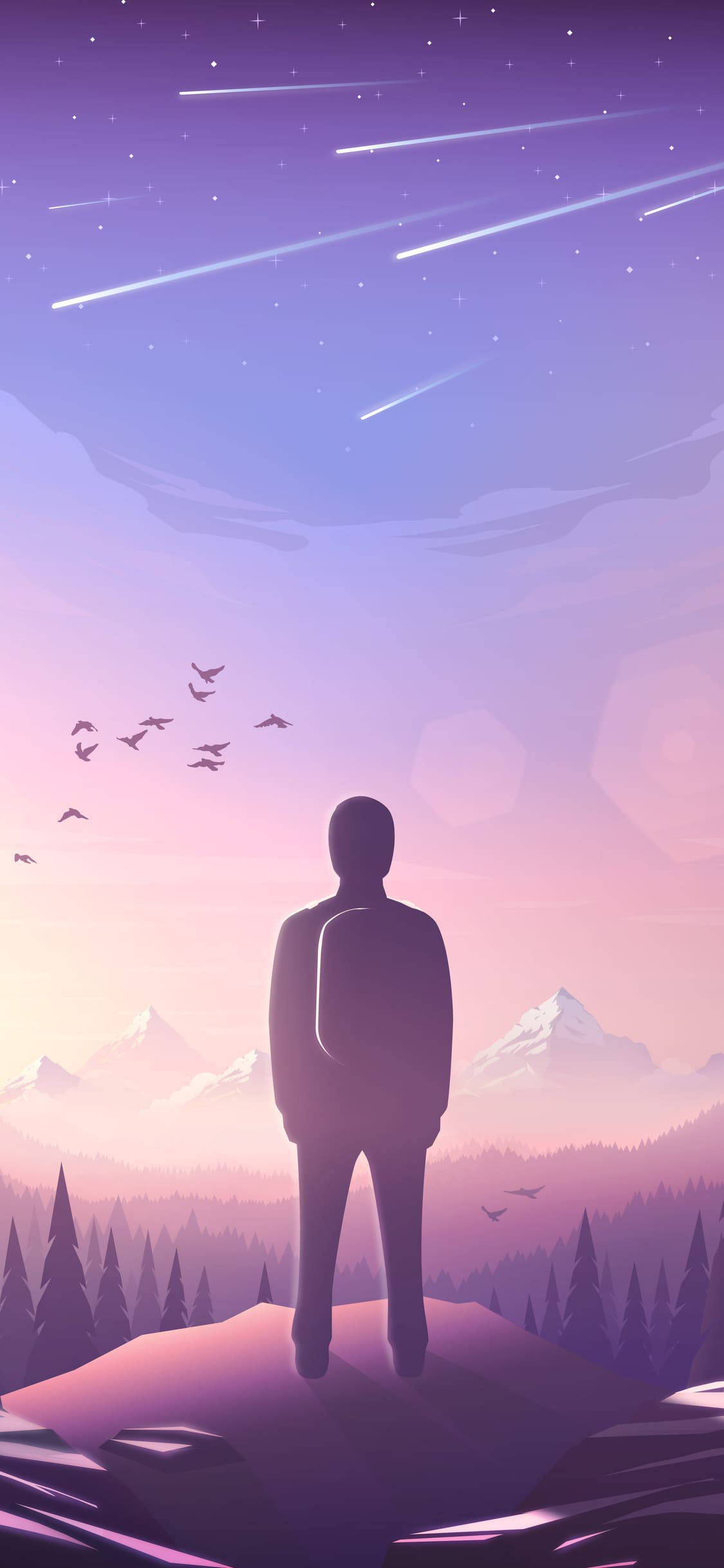 Purple Aesthetic Phone Man On A Mountain Fundal