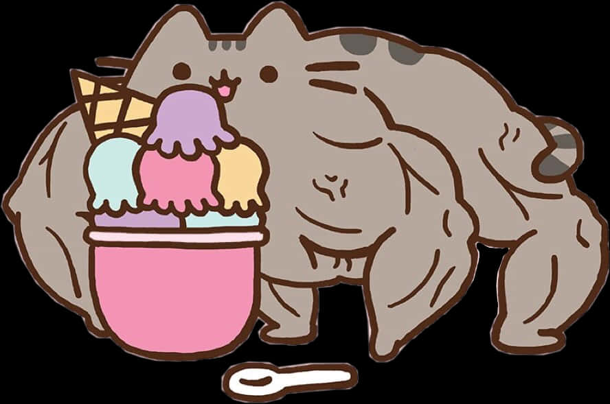 Pusheen cu înghețată Fundal