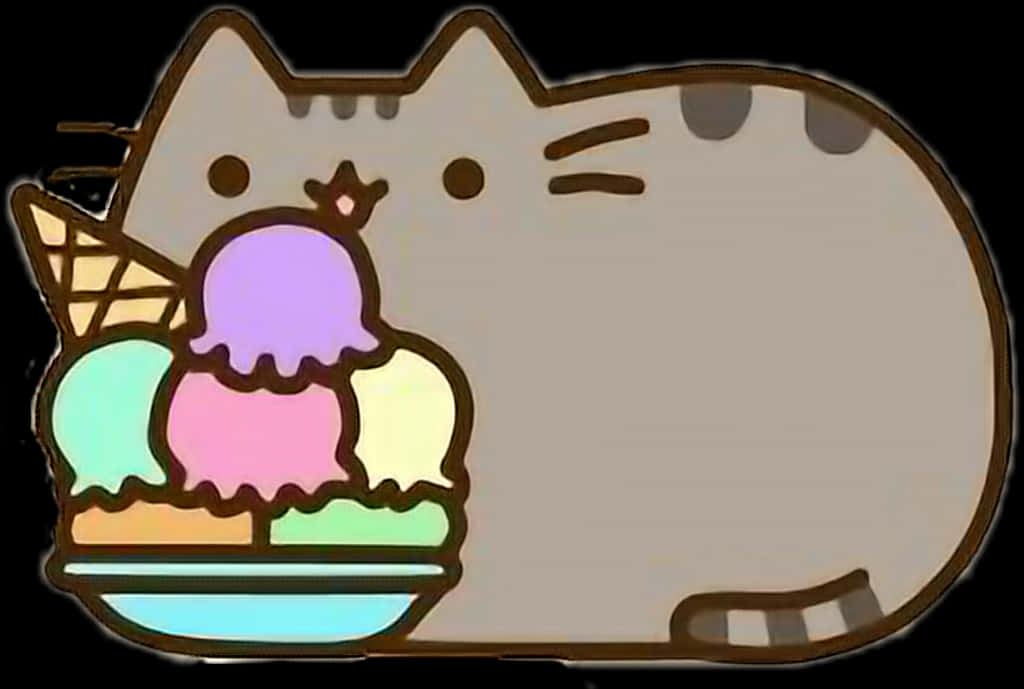 Pusheen cu înghețată Fundal