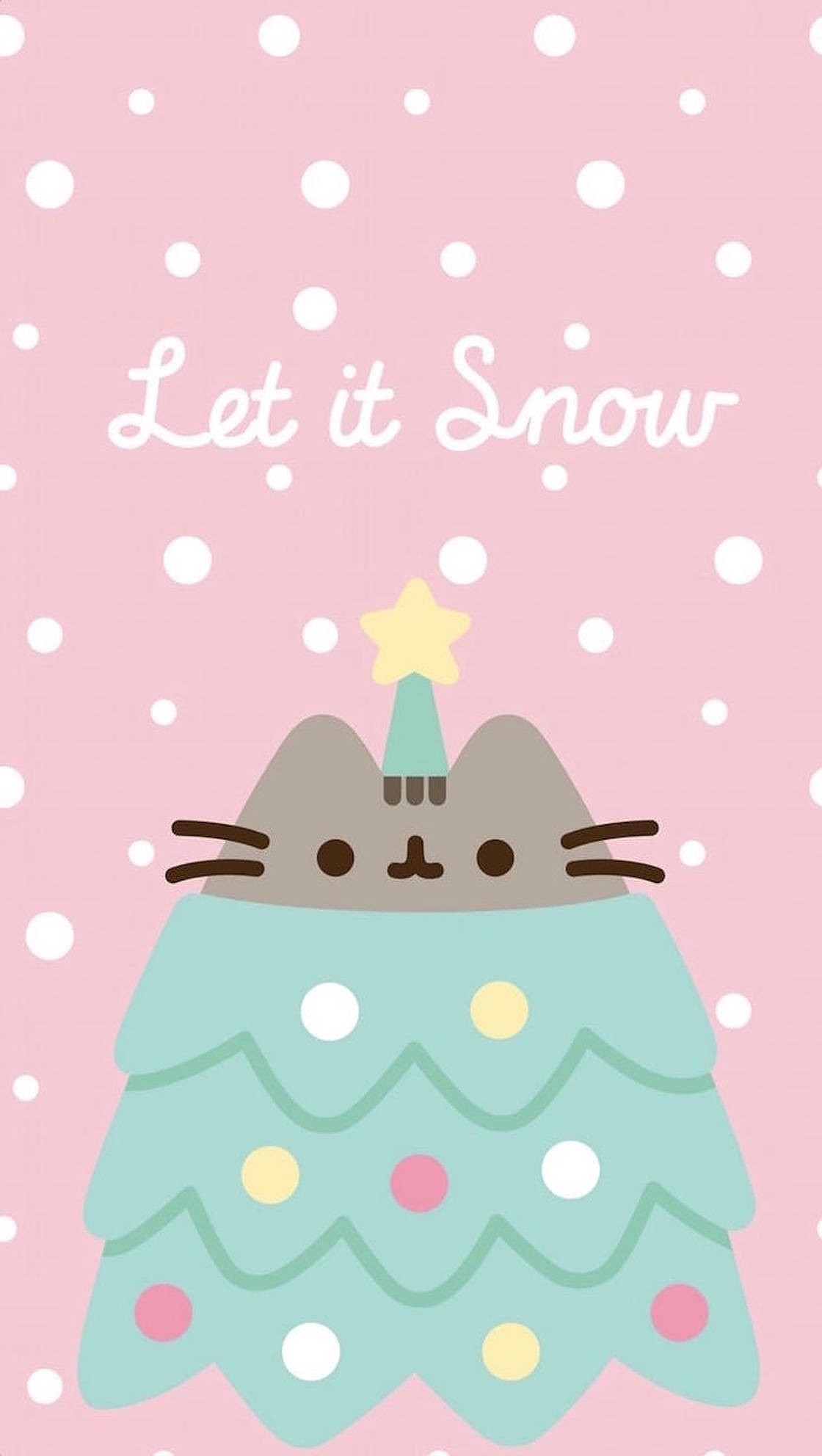 Pusheen drăguț de Crăciun Fundal