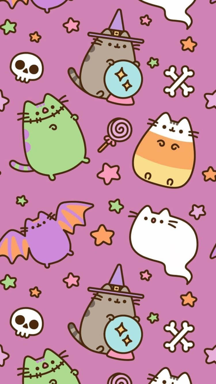 Pusheen Kawaii HD de Halloween Fundal