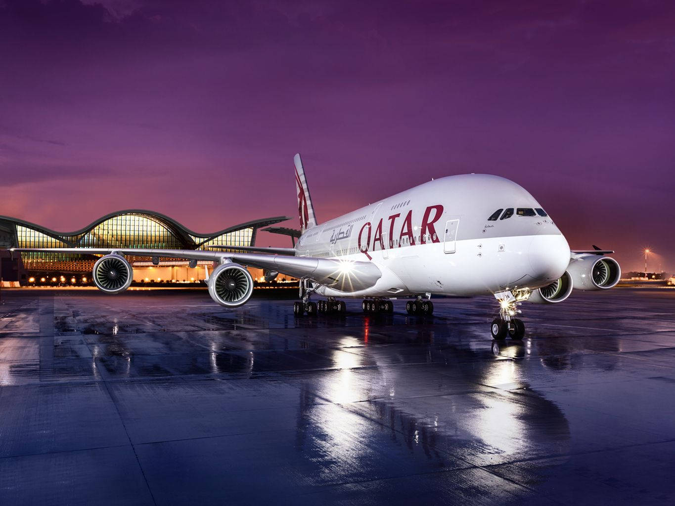 Qatar Airways Pregătită pentru Decolare Fundal