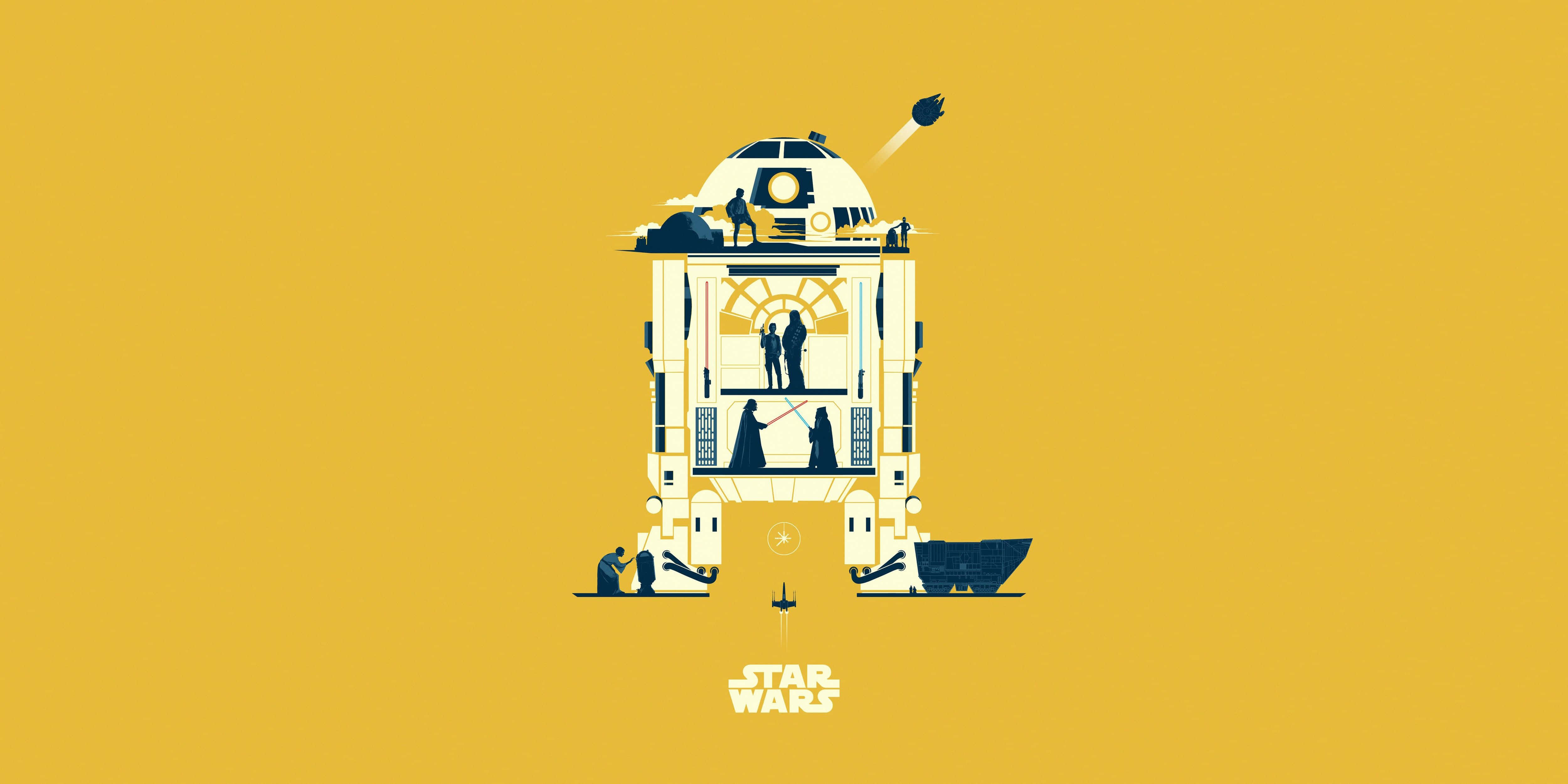 R2-D2 galben pentru iPad Fundal