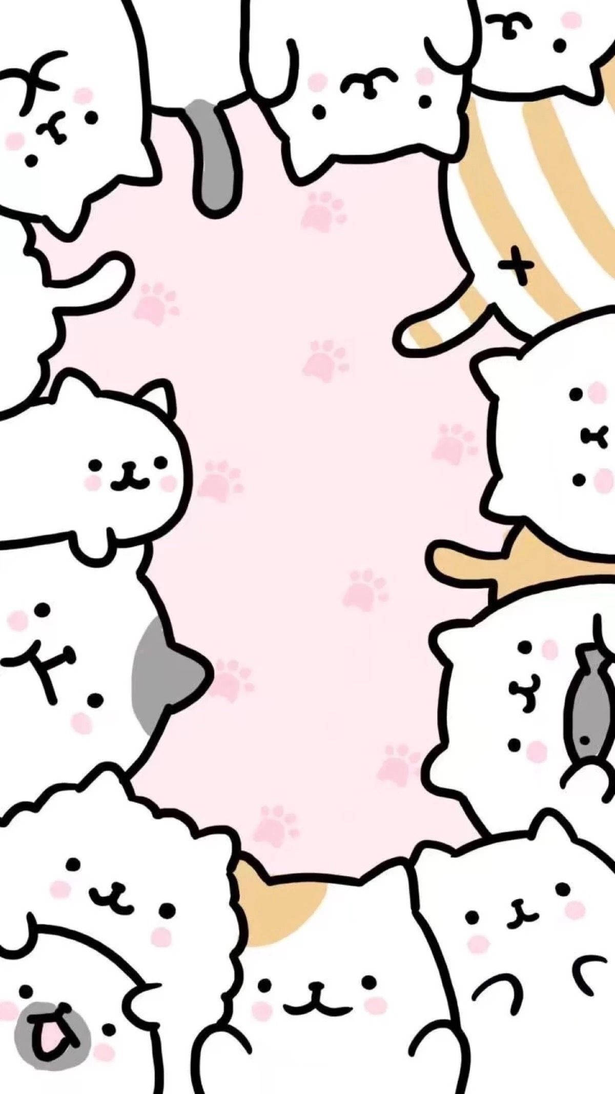 Rama cu pisici adorabile pe iPad Kawaii Fundal