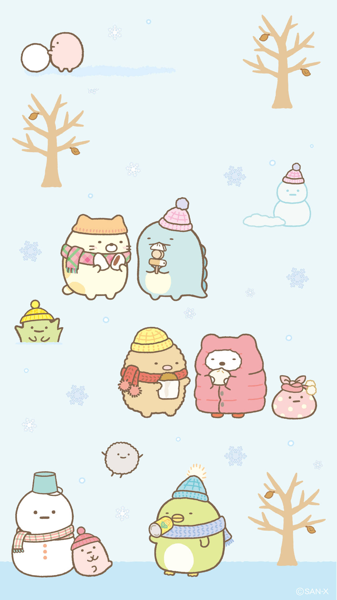 Rămâi cald și confortabil în lunile de iarnă cu Sumikko Gurashi! Fundal