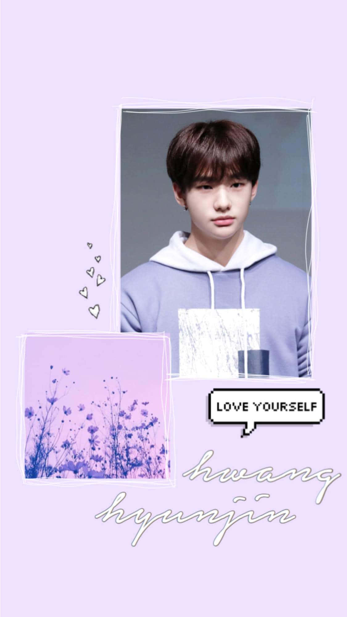 Rapper sud-coreean Hyunjin estetică liliac Fundal