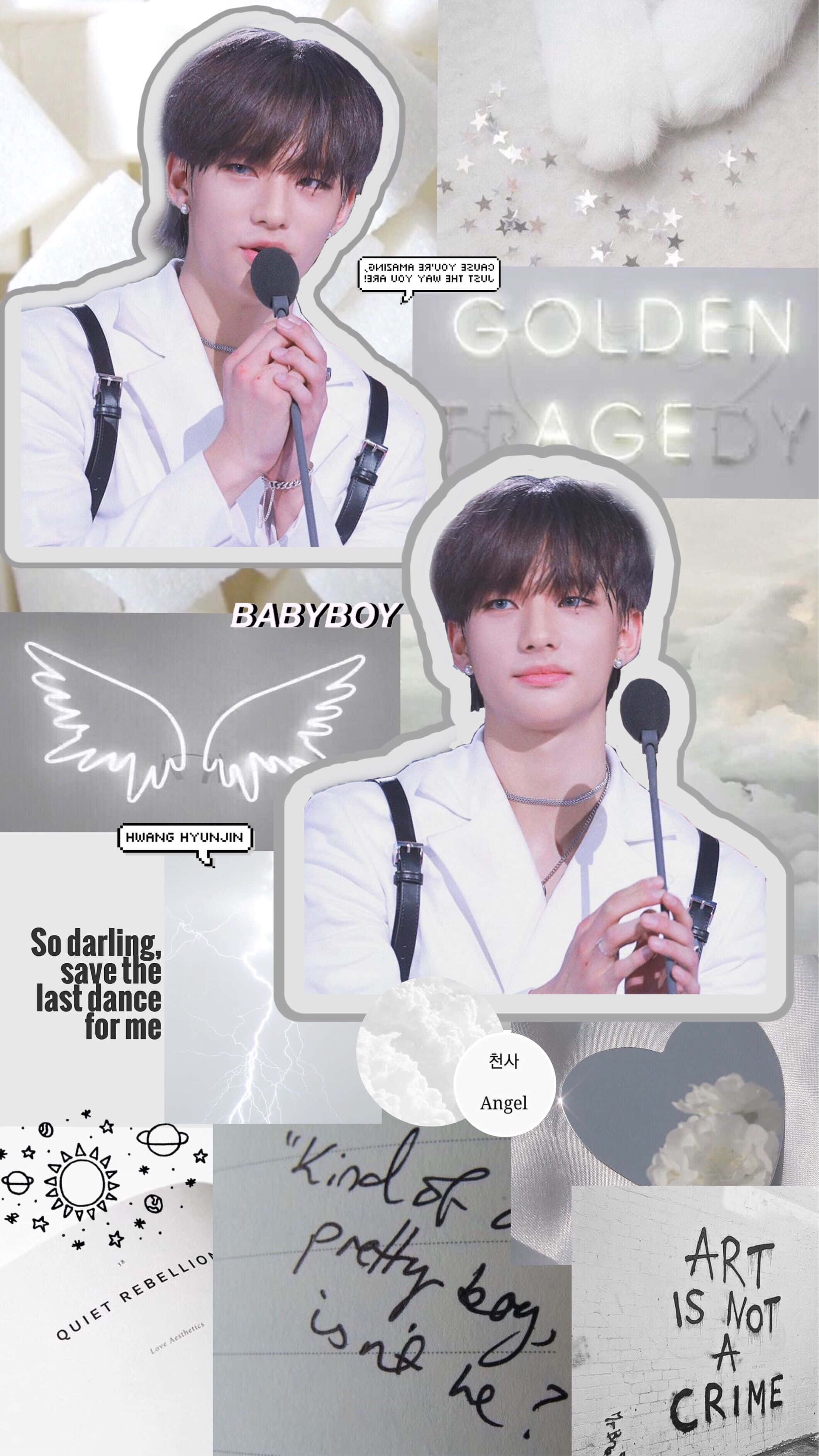 Rapperul sud-coreean Hyunjin colaj artistic Fundal