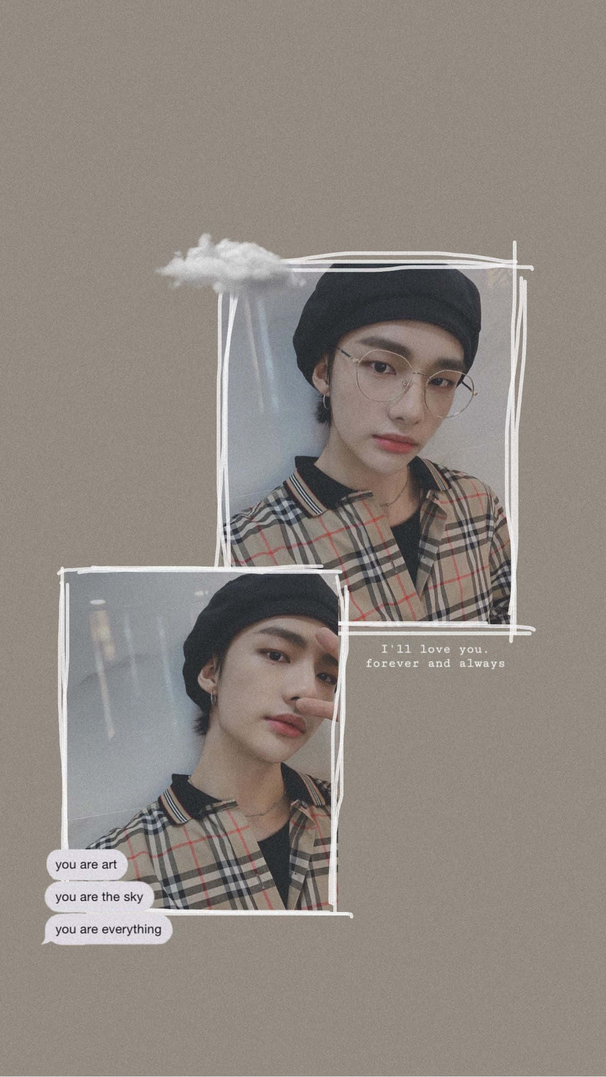 Rapperul sud-coreean Hyunjin într-un look confortabil cu carouri Fundal