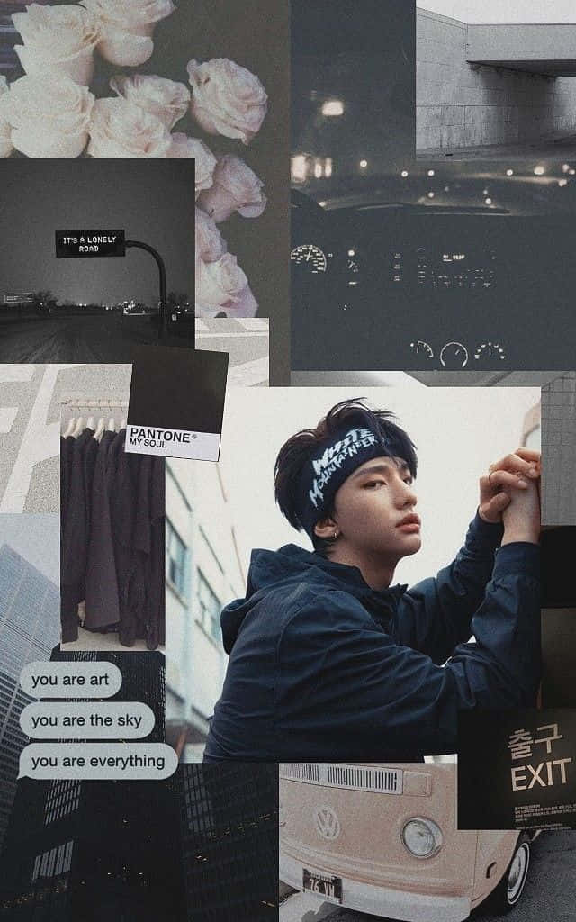 Rapperul sud-coreean Hwan Hyunjin colaj estetic Fundal