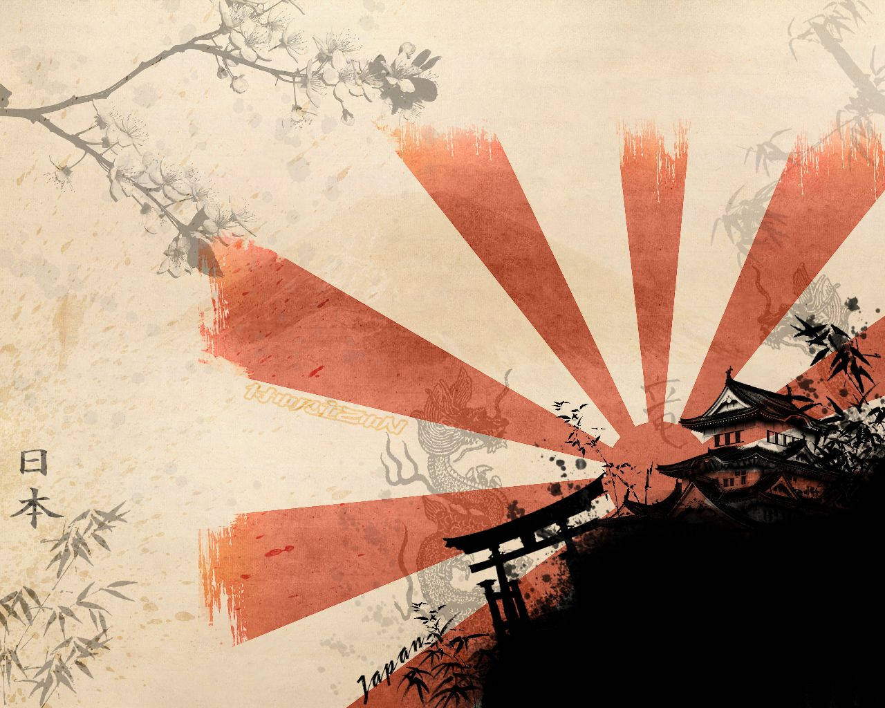 Răsărit de Soare Samurai Japonez Fundal