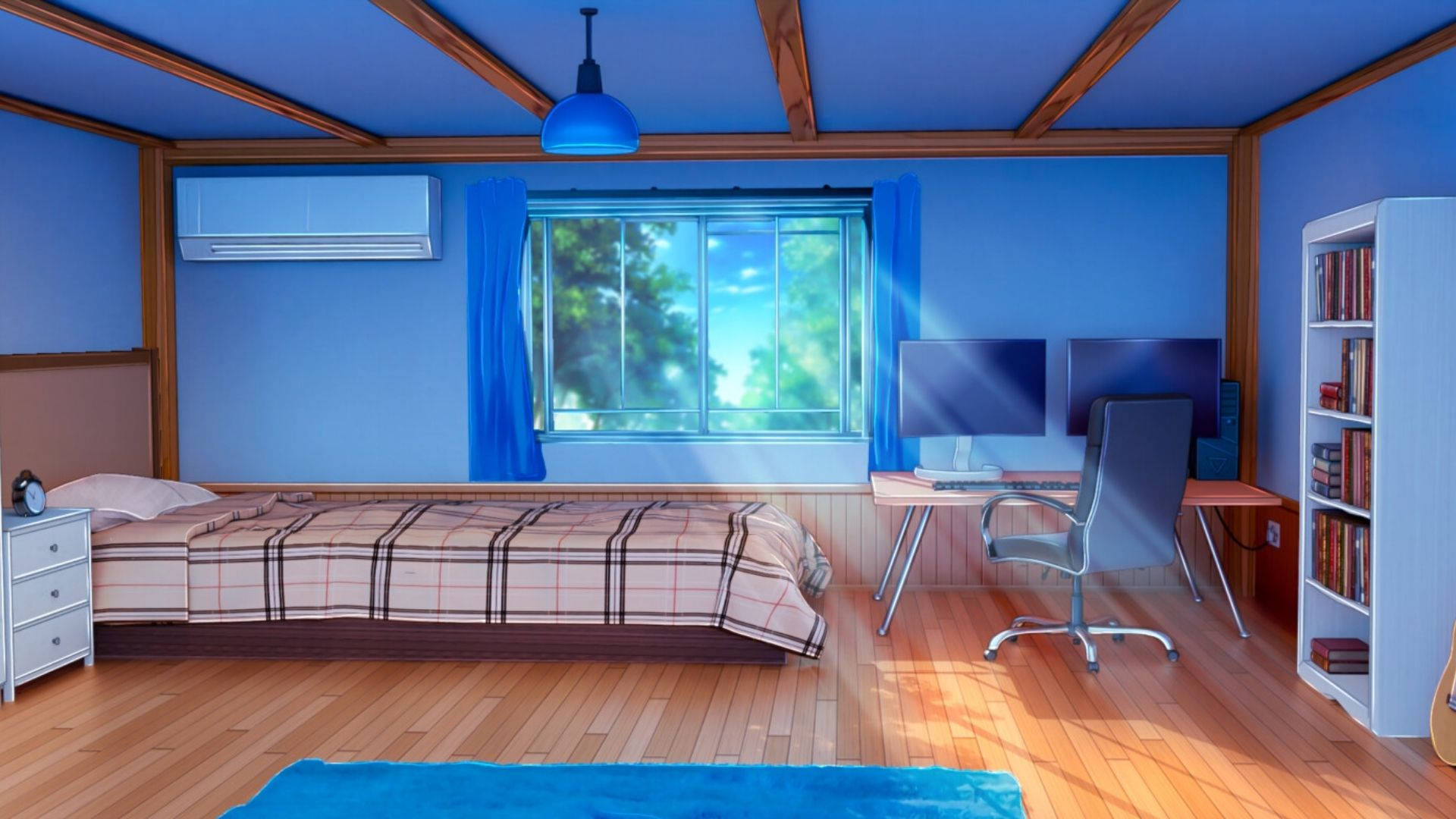 Raze de soare într-o cameră anime Fundal