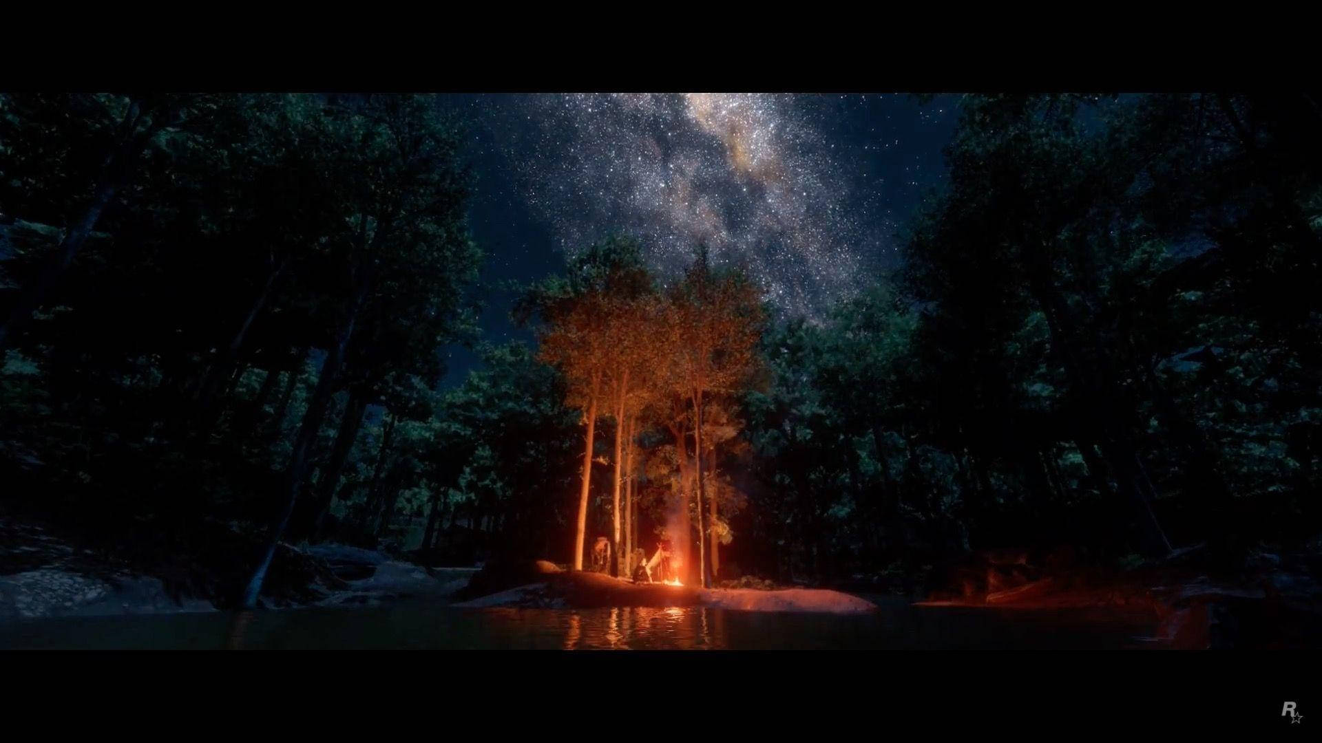 Red Dead Redemption 2 4K Foc de Tabără Fundal