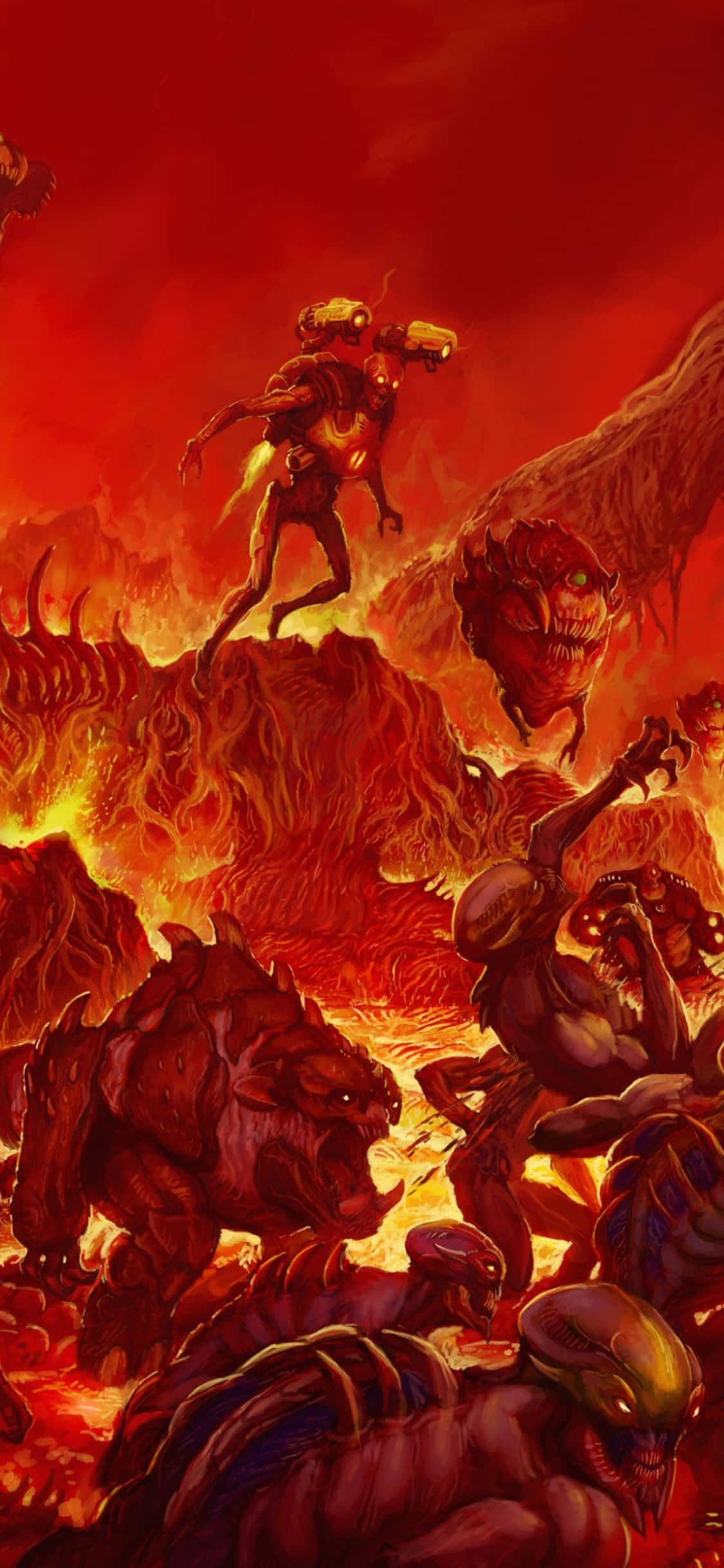 Fundal iPhone Xs Iad Roșu Doom Fundal
