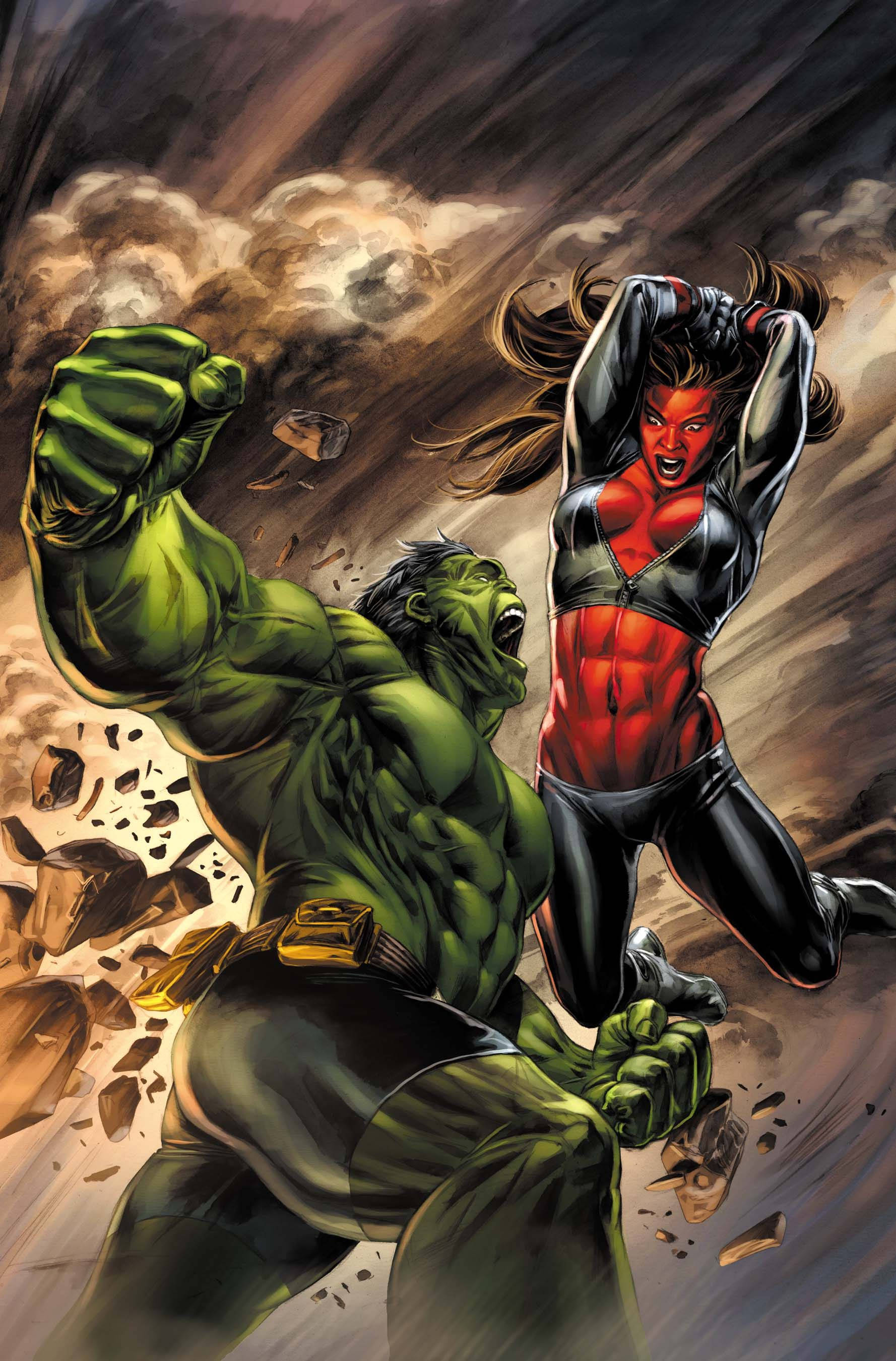 Red She Hulk Luptându-se Fundal