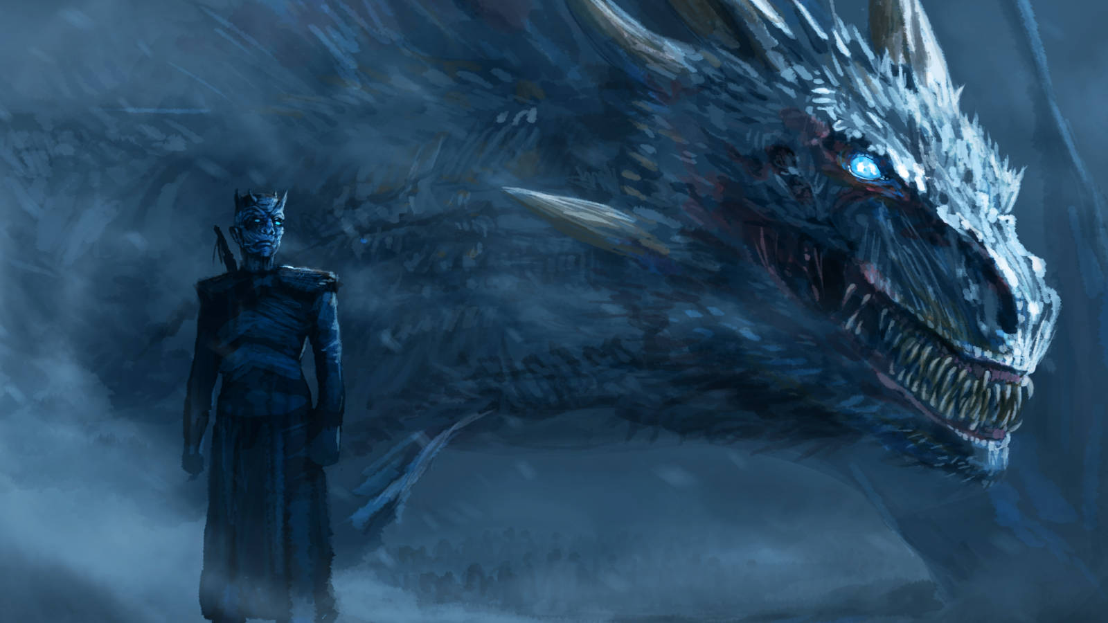Regele Nopții domnește în întunericul iernii în HBO's Game of Thrones. Fundal