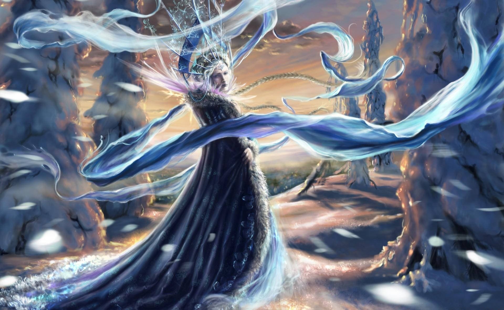 Regina în Pădurea Rece de Iarnă Fundal