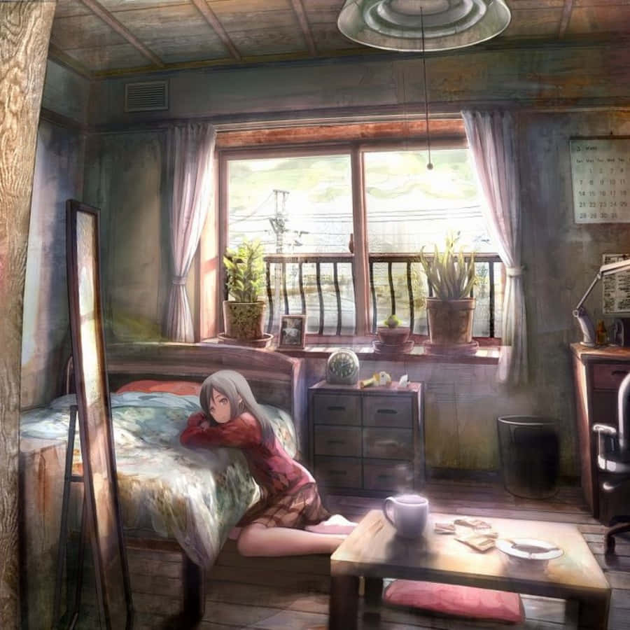 Relaxează-te și bucură-te de atmosfera vibrantă a acestei camere cu temă anime Fundal
