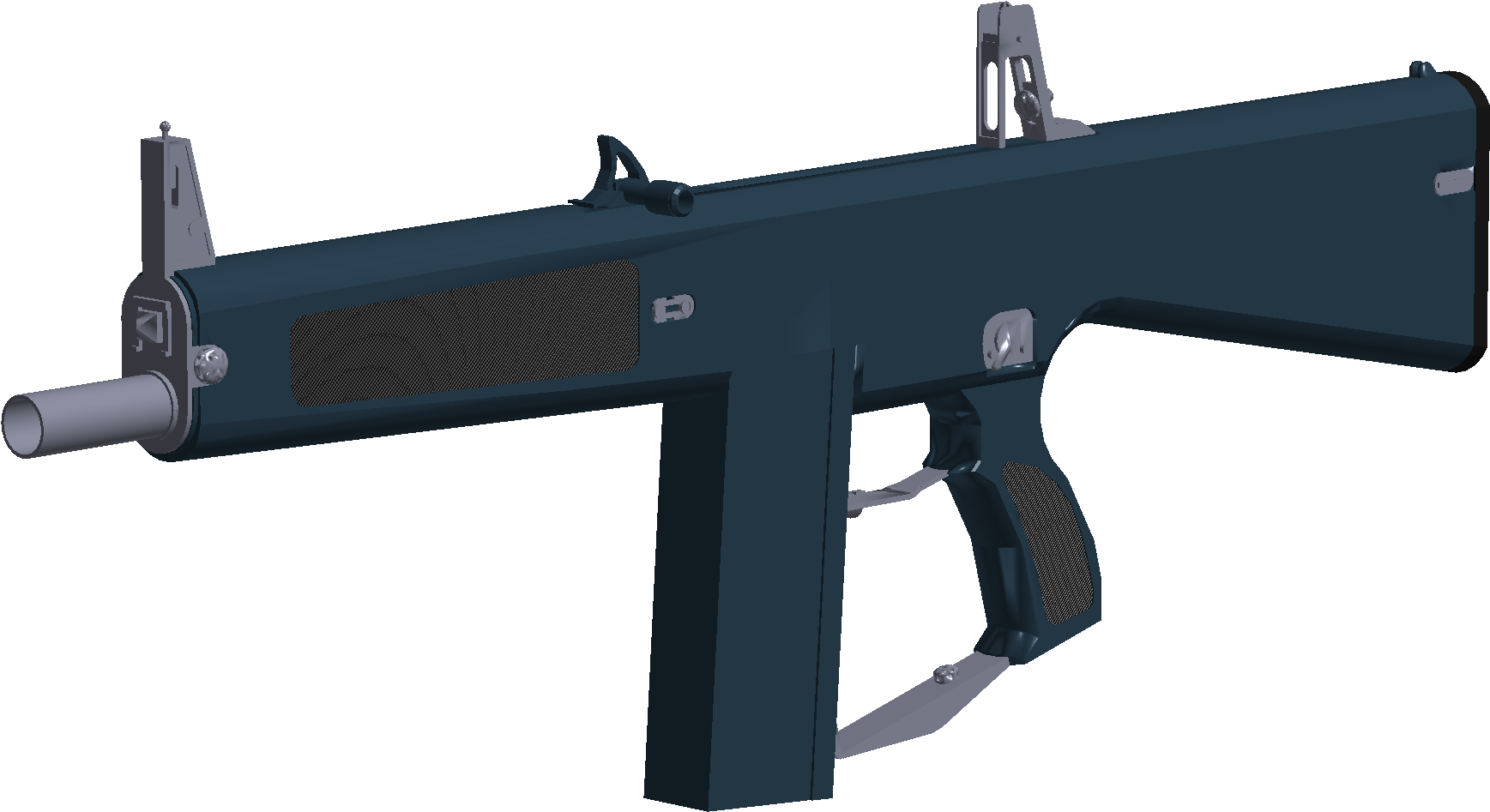 Render cu Subametralieră în Stil Roblox Fundal