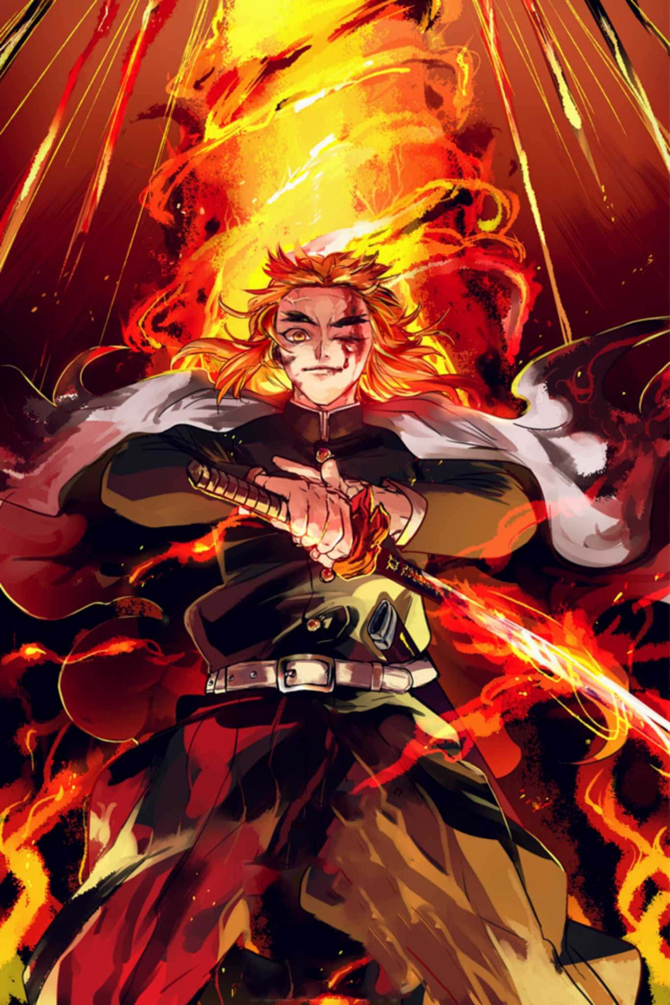Rengoku Kyōjurō - Stâlpul Flamand al Corpului de Ucigători de Demoni Fundal