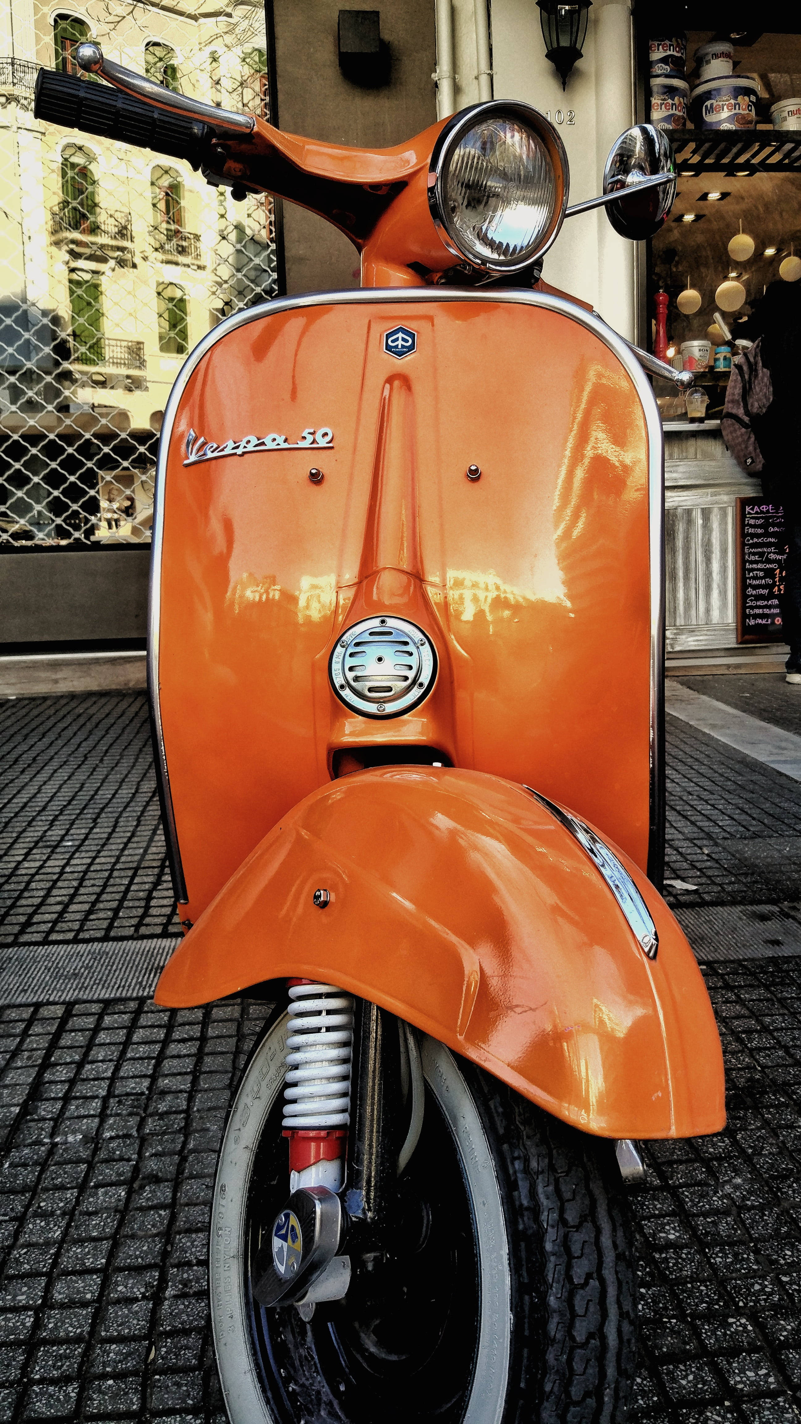 Retro Estetică Vespa 50 Portocalie Fundal