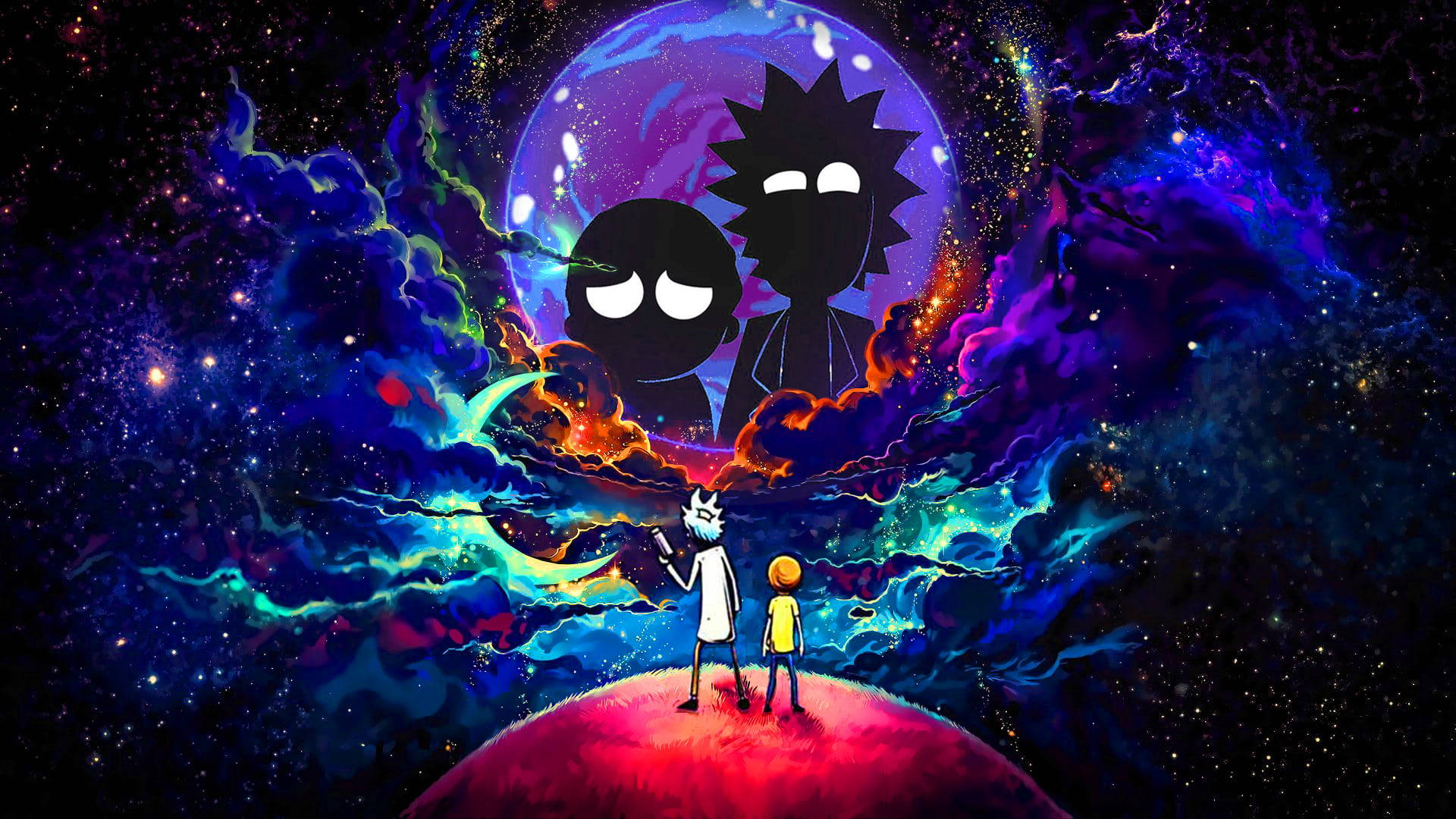 Rick And Morty Poster Cool cu Tematică Galactică Fundal