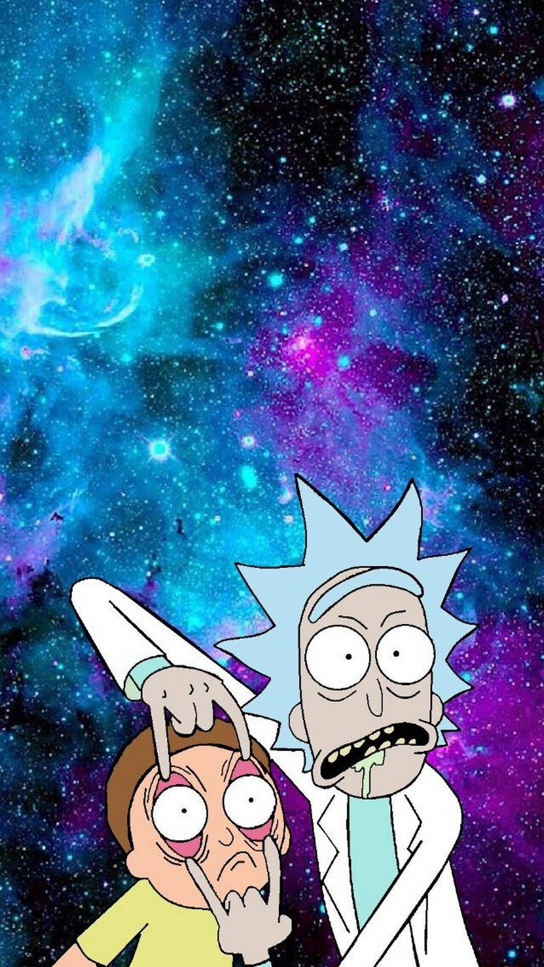 Rick și Morty Telefon Fundal Violet Galaxie Fundal